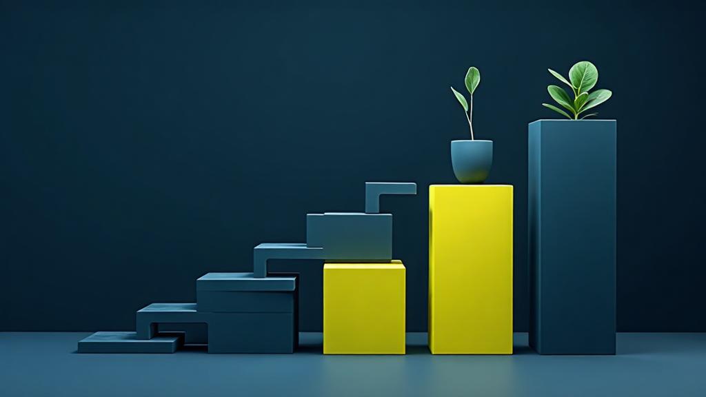 Rising geometric tiers in navy and lime representing the increasing cost and scope of building an AI app