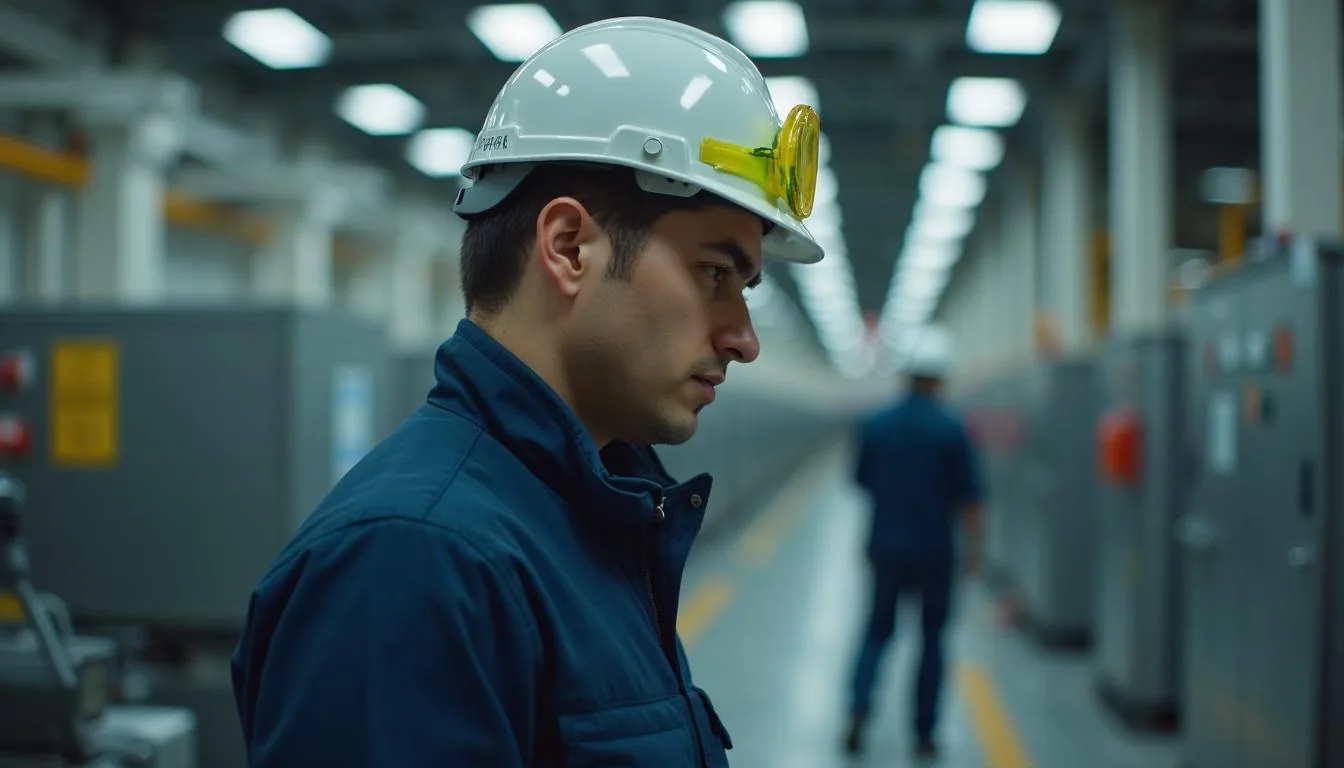 Building engineer reading a boiler room gauge in a large residential building, used to show where the emissions number actually comes from before anyone certifies a filing