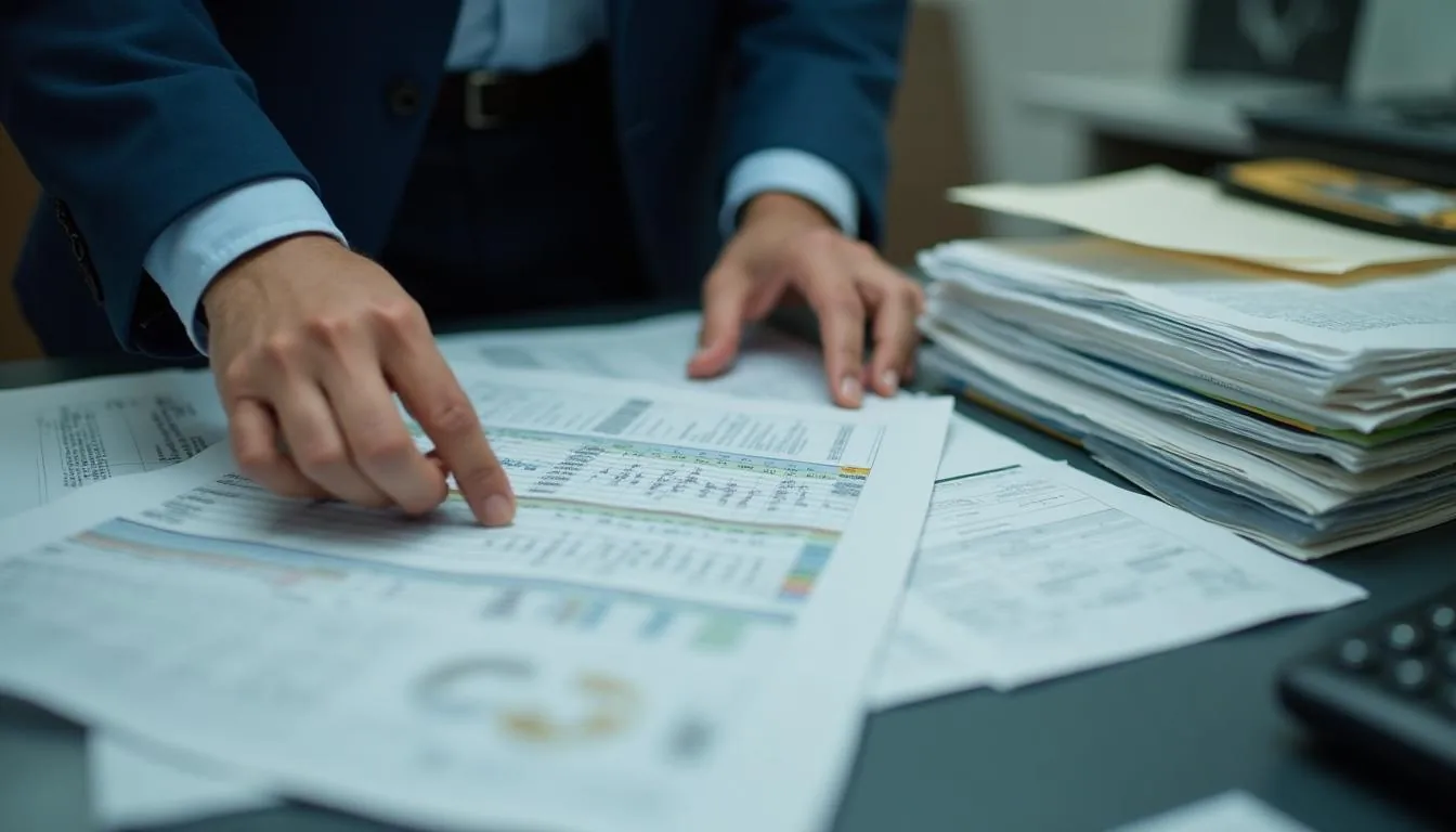 Property tax consultant laying comparable sales sheets beside an assessment notice at a desk covered in parcel files, used to show that the case is won on evidence but lost on a date