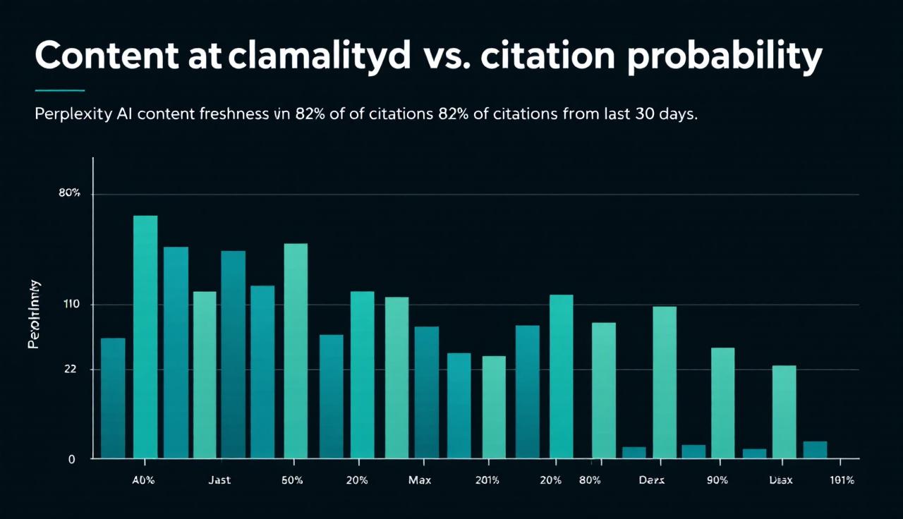 Graph showing Perplexity AI citation distribution by content age — 82% from last 30 days